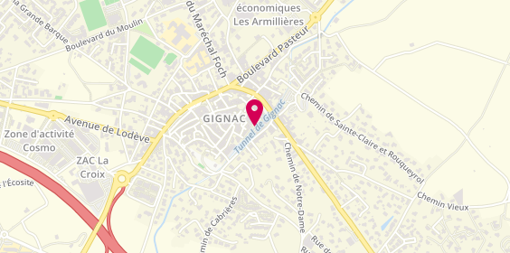 Plan de Gignac taxi, 9 Rue République, 34150 Gignac