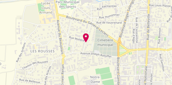Plan de Bernard Taxi, 121 Rue Claude Perroud, 69400 Villefranche-sur-Saône