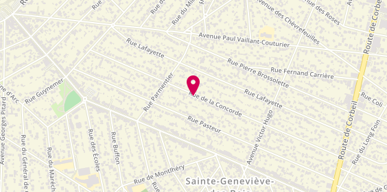 Plan de PETOUR Philippe TAXI, 86 Rue de la Concorde, 91700 Sainte-Geneviève-des-Bois