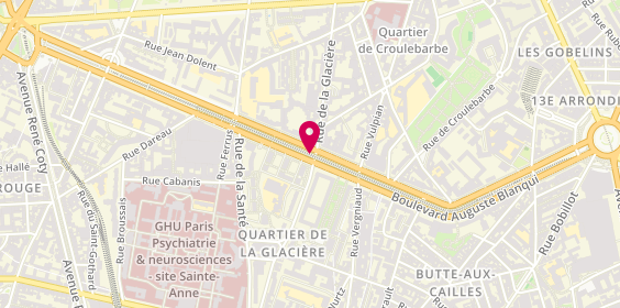 Plan de Station de Taxi Glacière, 125 Boulevard Auguste Blanqui, 75013 Paris