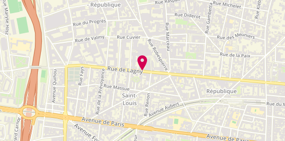 Plan de Ace Moto Transport Services, 58 Rue Lagny, 93100 Montreuil