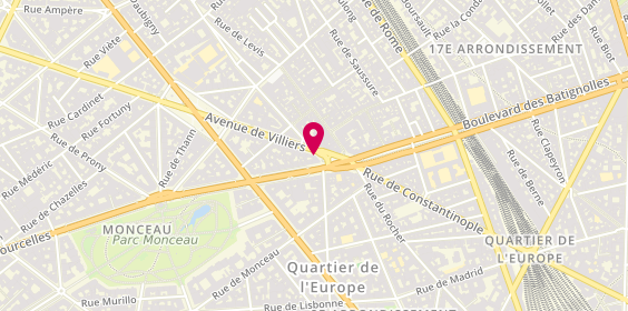 Plan de Bornes d'appel taxis, 1 Avenue Villiers, 75017 Paris
