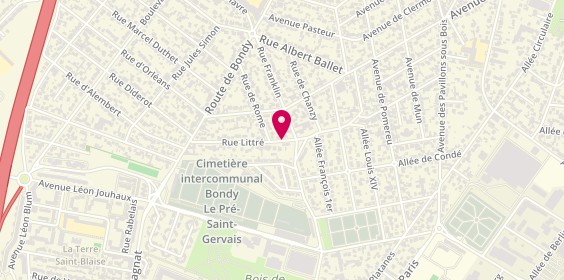 Plan de Taxi Philippe, 52 Rue Littre, 93600 Aulnay-sous-Bois